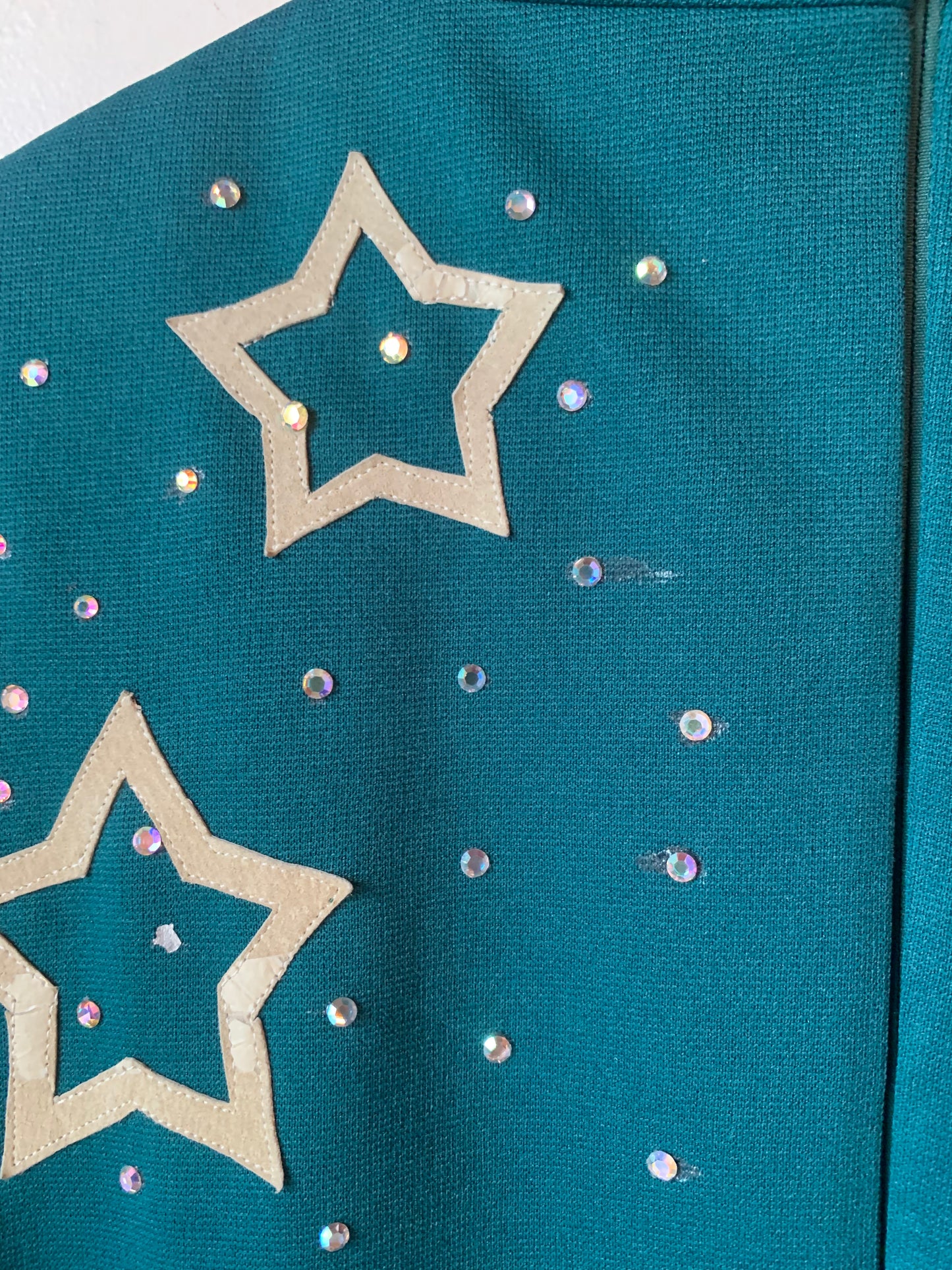 Vtg. Green Star Bedazzled Showman Shirt (L/XL)