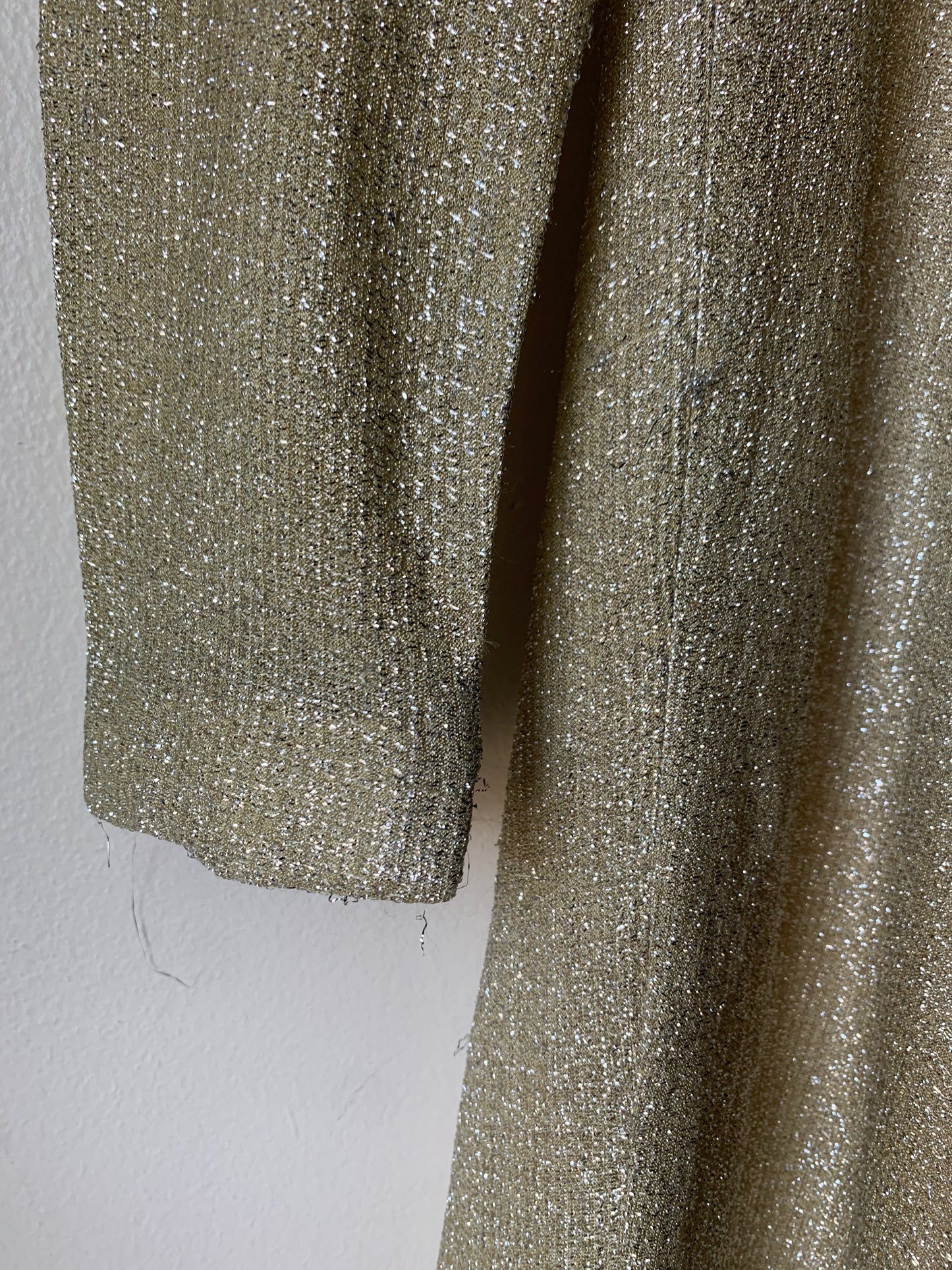 70s Champagne Lurex Maxi Dress (S)