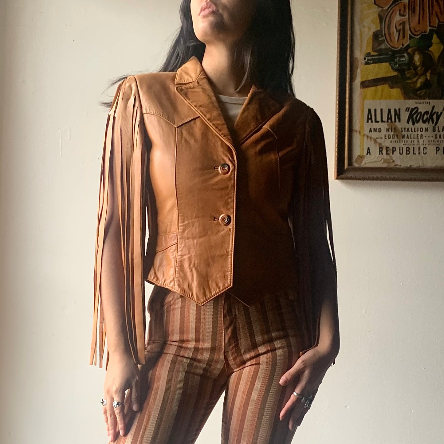 Vtg Wilsons Leather Cutoff Fringe Vest (M)