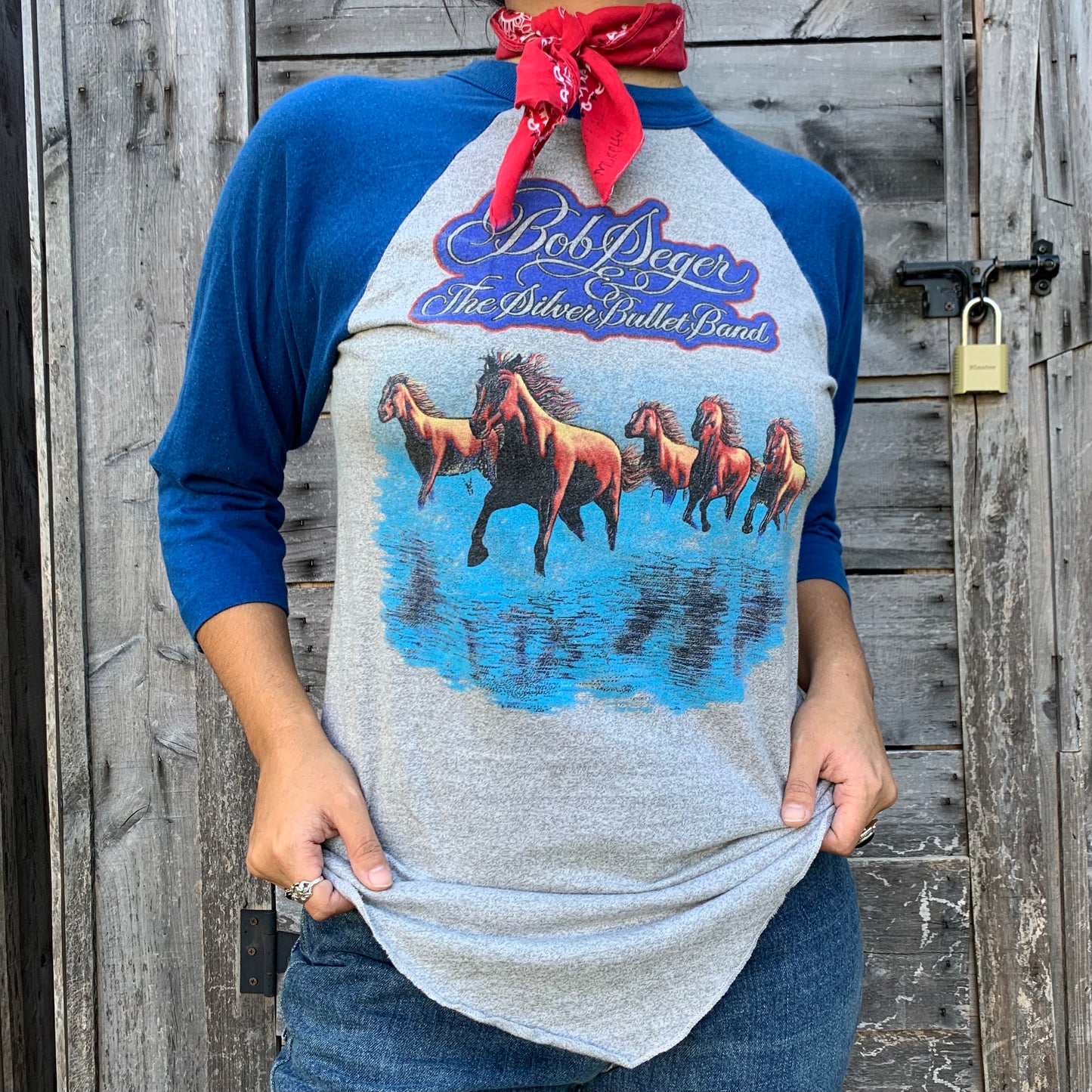 Vtg. Bob Seger & Silver Bullet Band Raglan Tee (S/M)