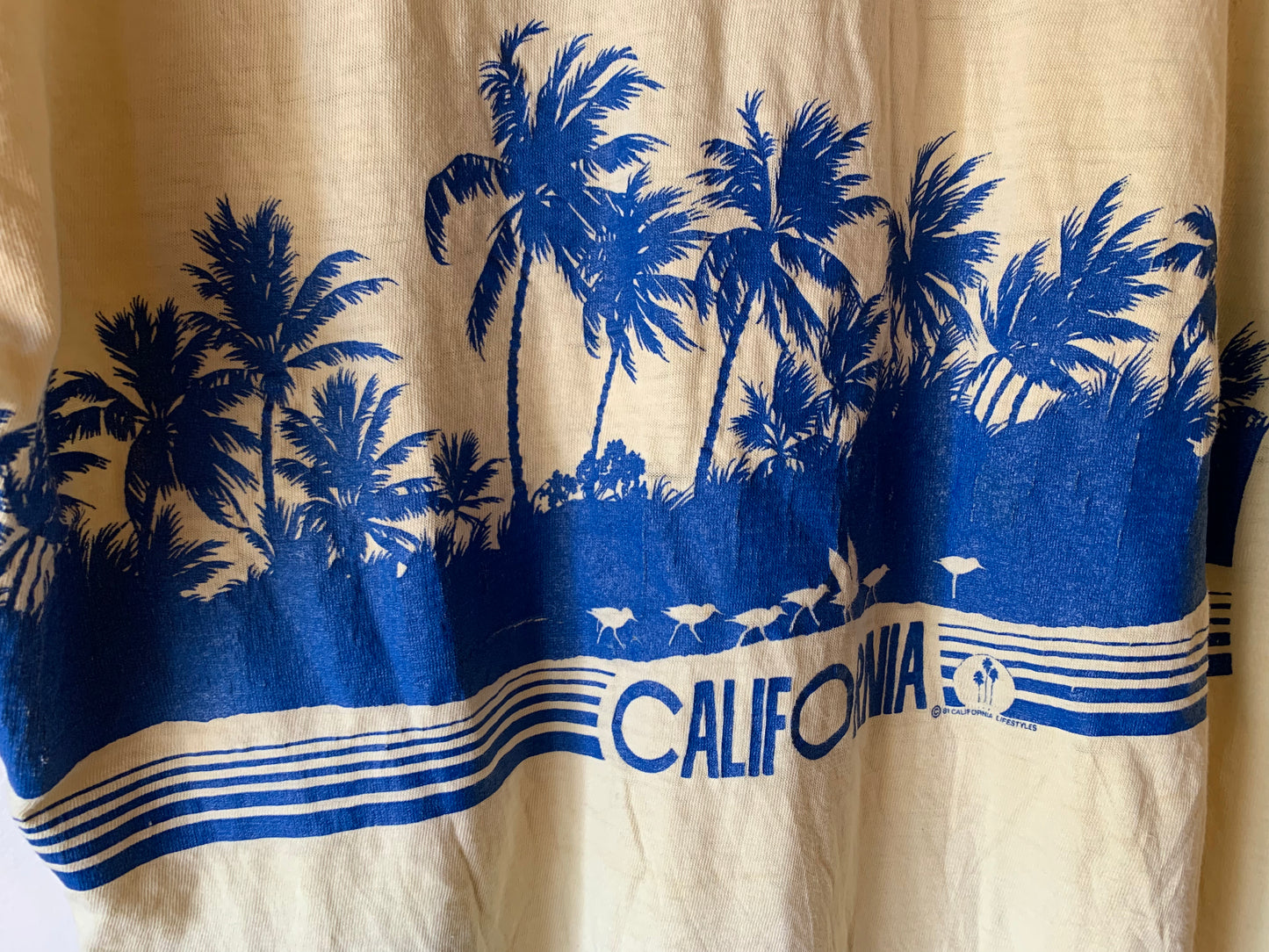 Vtg. Yellow California Palm Tree Tee (M/L)
