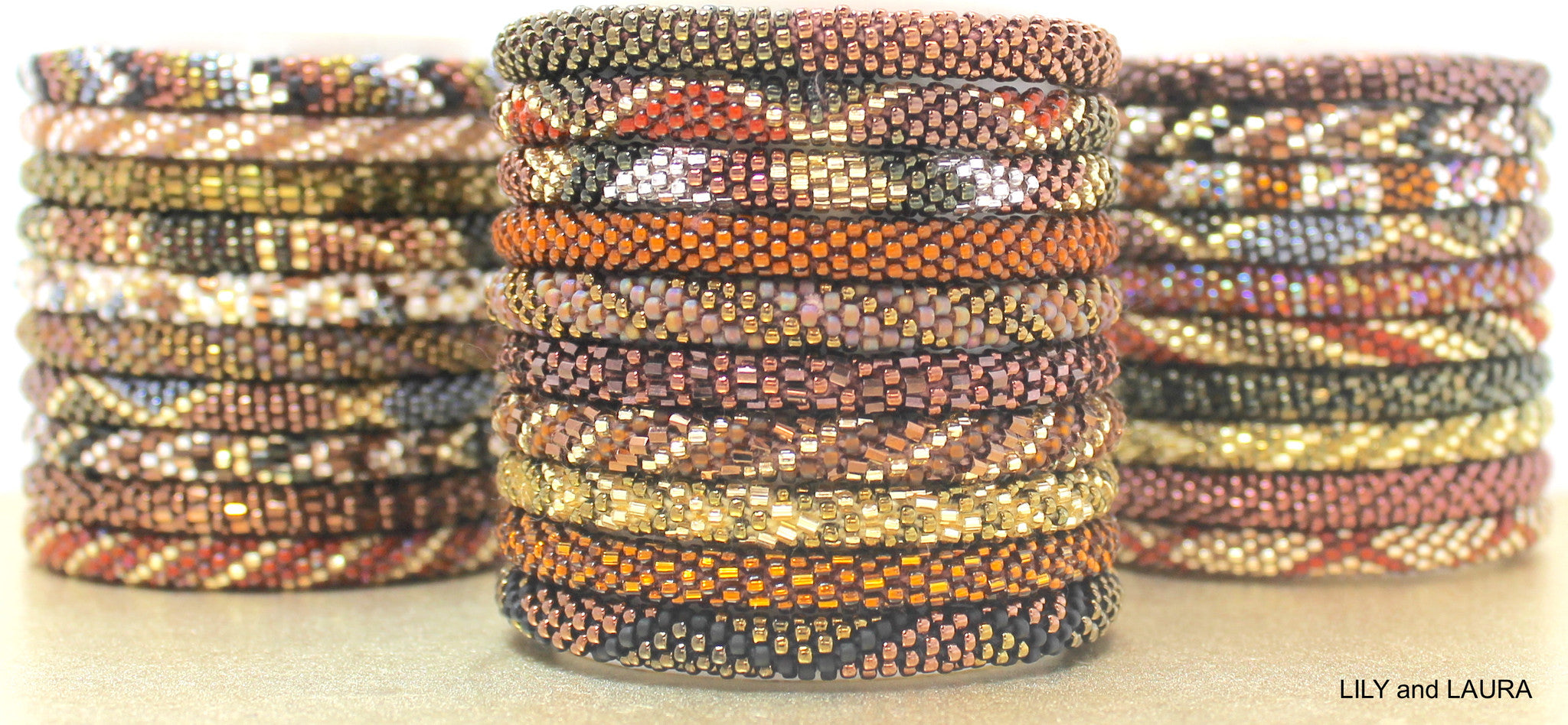 copper brown and bronze roll on bracelets