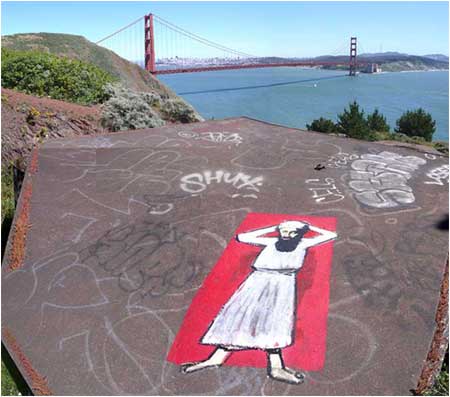 Banksy Osama Sunbathing Graffiti - San Francisco, California