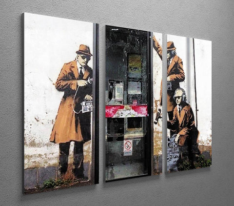 Banksy Cheltenham Telephone Box Spies 3 Split Canvas Print