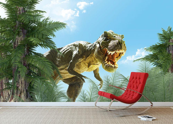 dinosaur in the jungle background Wall Mural Wallpaper
