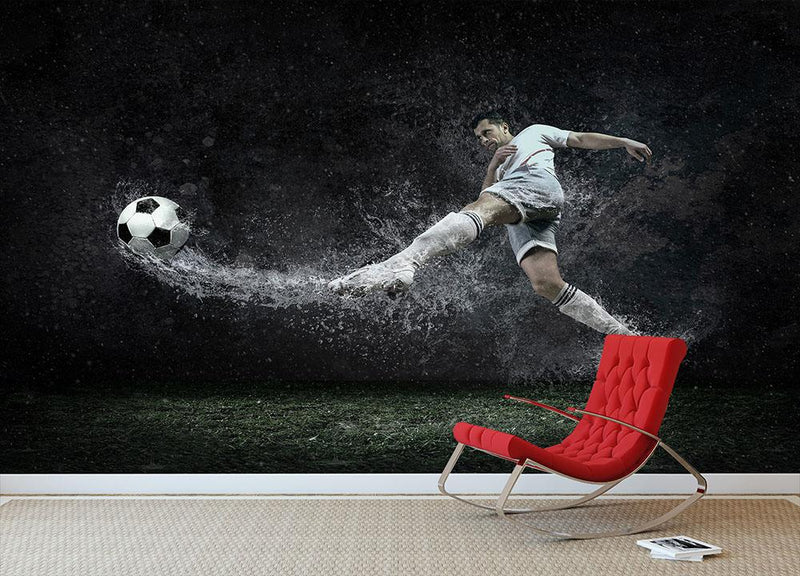 Football player under water Wall Mural Wallpaper