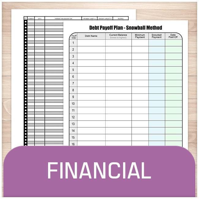 Printable Financial Sheets online at Printable Planning