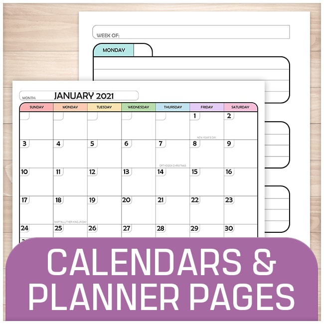 Calendars and Planner Pages - Printable Planning