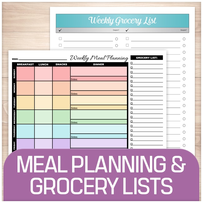 Meal Planning and Grocery Lists - Printable Planning