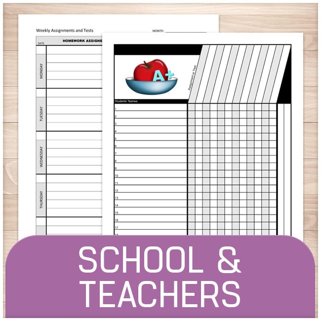 School and Teachers - Printable Planning