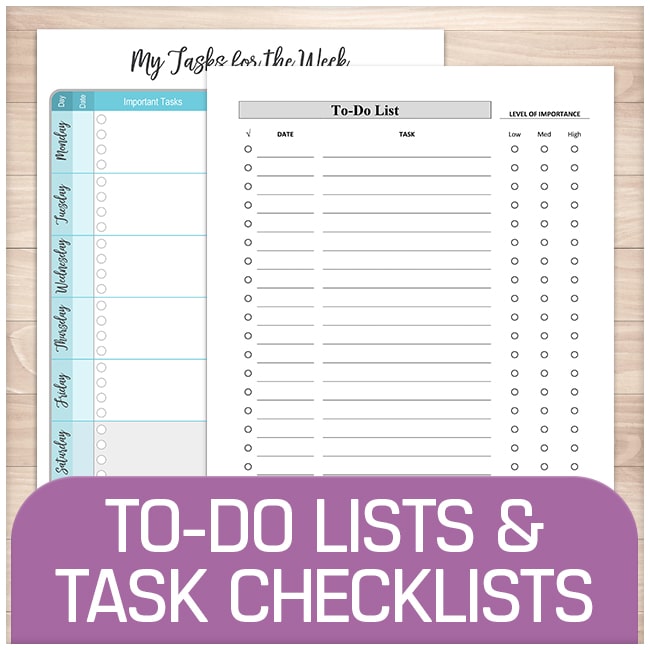 To-Do Lists and Task Checklists at Printable Planning