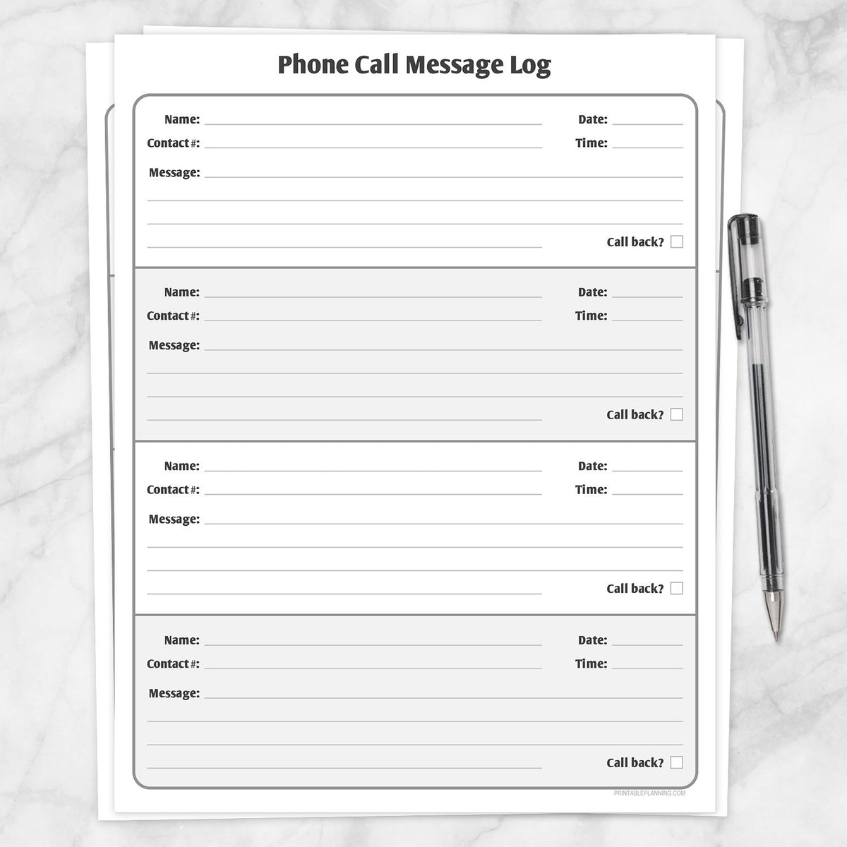 Phone Call Message Log Printable at Printable Planning for only 5.00