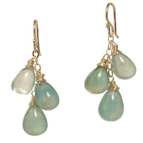 Gemstone Drop Earrings Fluorite 14K Gold Filled Sterling Silver 1-1/2" Long Made in USA - Omni Gift Shop