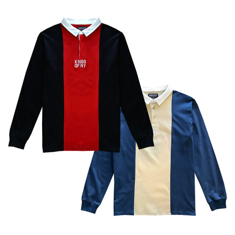 Vertical Striped Long Sleeve Polo Rugby Shirts