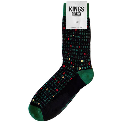 Black Binary Code Computer Hacker Mens Socks