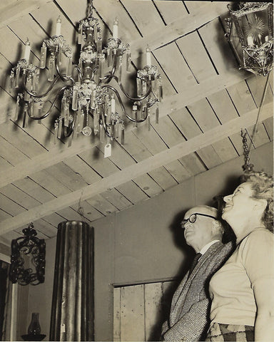 Early workspace and chandelier showroom