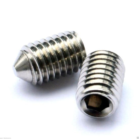 M10 Socket Set Grub Screws Cone Dog Point, A2 Stainless Steel (304), DIN 914