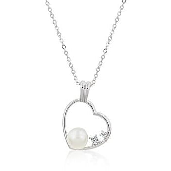 Pearl Cubic Zirconia Heart Pendant - Charmed Costumes