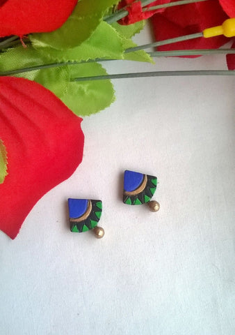 Blue & Green Cone Terracotta Stud