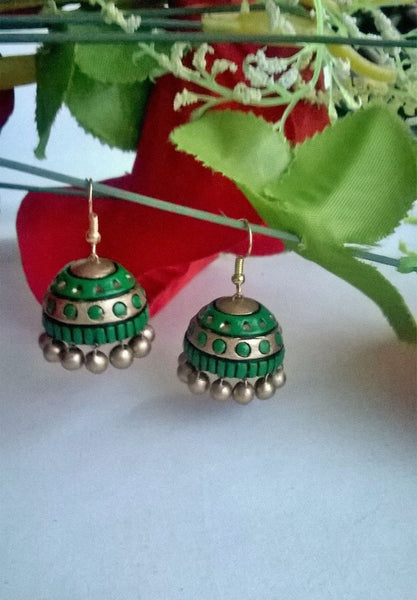 Green & Gold Terracotta Jhumka