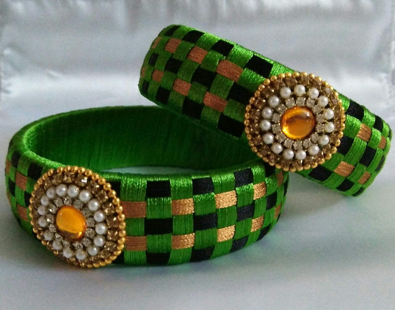 Tricolour Silk Thread Bangles – Fashionous