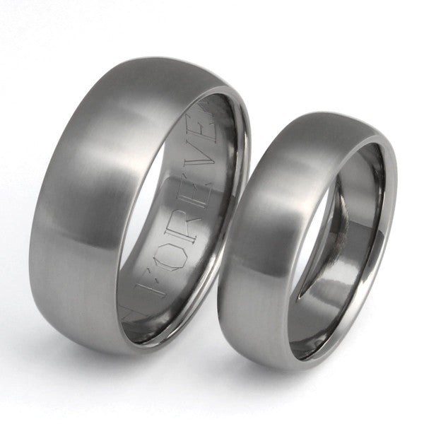 Titanium Matching Ring With Sterling Silver Titanium and Sterling Silver Wedding Band Rings Set Plain Line Design With Polished Finish