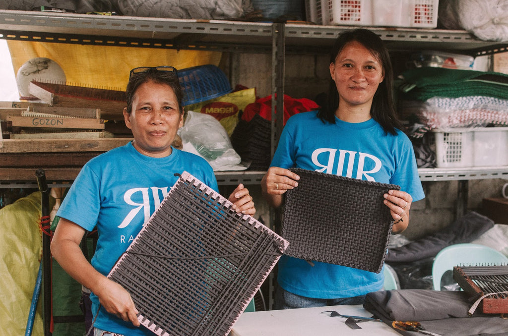Ethical fashion brand Rags2Riches works with community artisans to share their upcycled, handwoven fabrics to Cambio & Co. during their visit to Metro Manila.