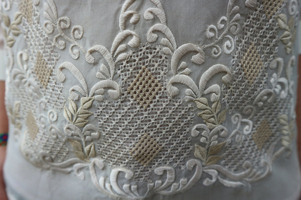 Close-up on the embroidery of a barong