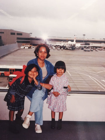 Caption: With my mom and sister en route to Canada