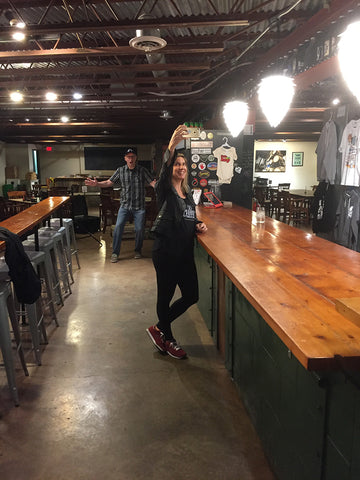 Sara takes a selfie with Scott Smith at East End Brewing