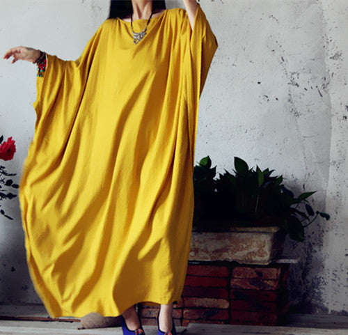 yellow caftan dress