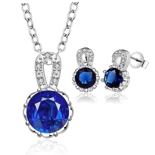 Elegant Blue Crystal Sterling Silver 