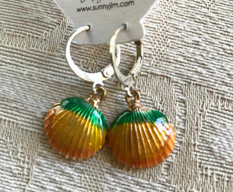 Orange Scallop Earrings