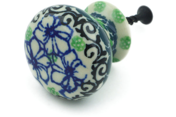 Periwinkle Blues Theme Polish Pottery 1¼-inch Drawer Pull Knob Made by Ceramika Artystyczna Certificate of Authenticity 
