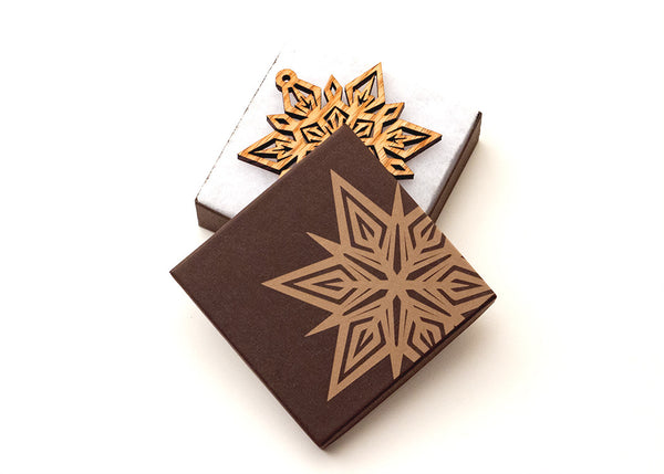 Custom Engraved Box Packaging for Wood Ornaments from Nestled Pines Woodworking