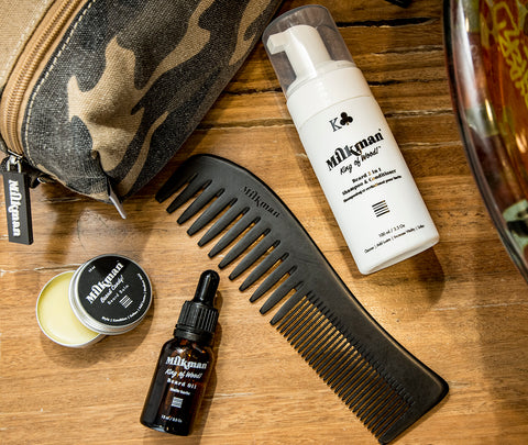 army dopp bag with beard products