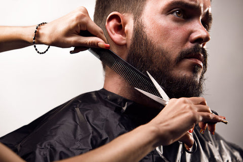 cutting beard with scissors