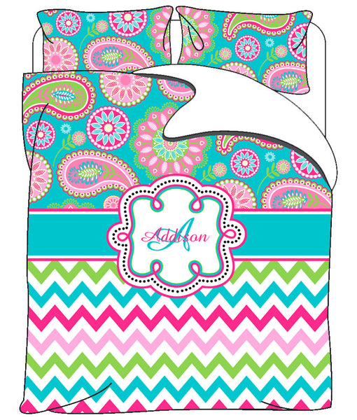 Gypsy Paisley Chevron Turquoise And Pink Bedding Thedezineshop