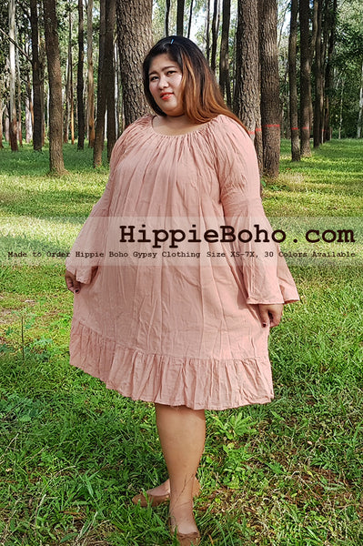 No.057 - Size XS-7X Plus Size Curvy Womens Long Sleeve White Gauze Cotton Peasant Top Tunic Dress Plus Size Curve Women's Clothing