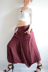 Pants/Harem Pants Burgundy Red .1417.Linen/cotton capris pant /funky pants /hippie pants /harem pants /Linen/cotton And all colour