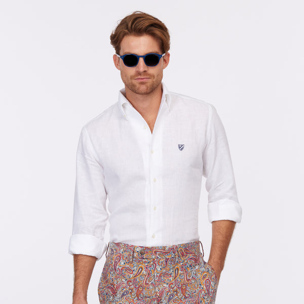 65 Mercer St. One Piece Button Down Collar Shirt – White