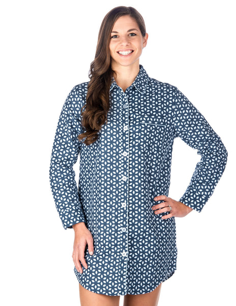 Women's Premium 100% Cotton Flannel Long Sleeve Sleep Shirt – Noble Mount