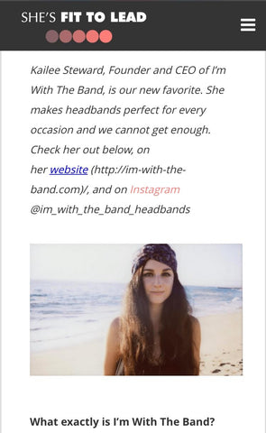 shes fit to lead, interview, press, im with the band headbands, im with the band, inspired, made in la, love
