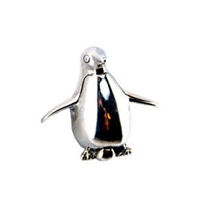 Elegant Sterling Silver Penguin On Egg Brooch