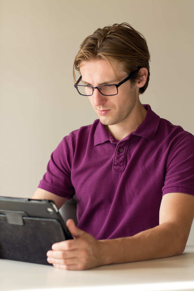 Man on Ipad with Umizato glasses