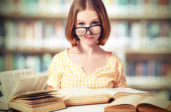 woman prescription glasses slipping down