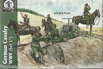 WATERLOO 1815 AP025 WW2 GERMAN CAVALRY SET #1. 1/72 SCALE X 12 FIGURES. 6 POSES.