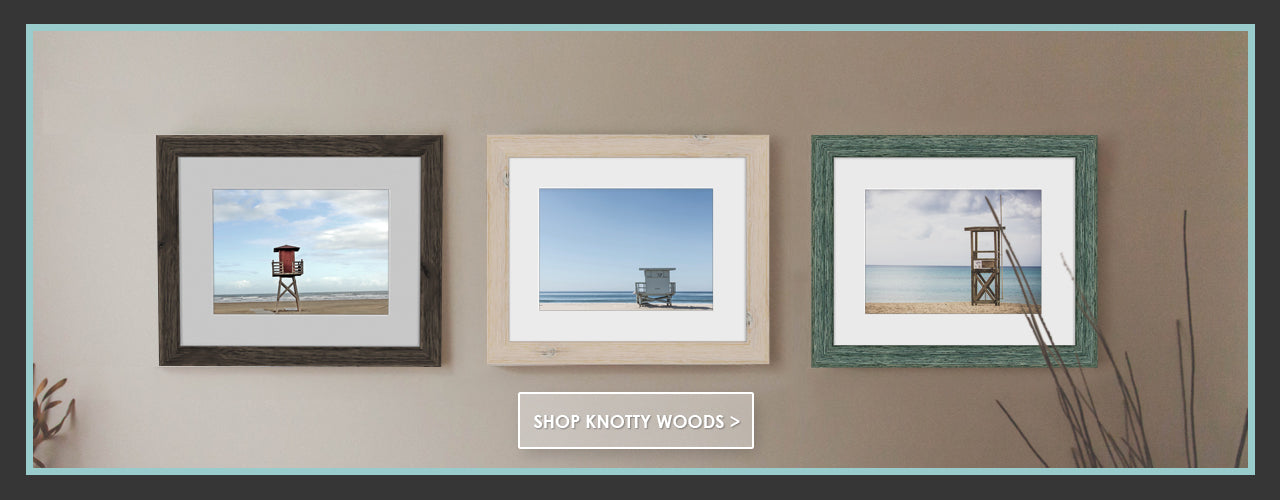 Knotty Woods Picture Frames hanging on wall
