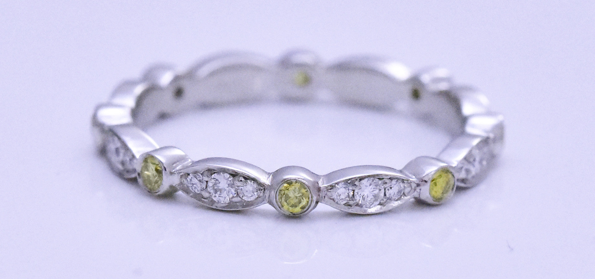 yellow and clear diamond wedding band 