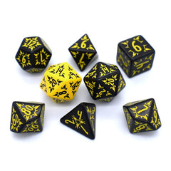 Black and yellow fancy dice